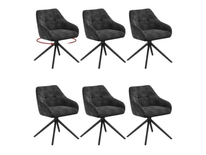 WOLTU Drehbare Esszimmerstühle 6er Set, Küchenstühle mit Armlehen Bezug aus Chenille, Metallbeine, für Wohnzimmer Küche Esszimmer, Schwarz