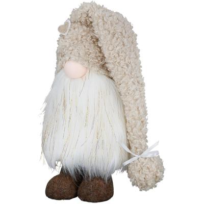 Skulptur GILDE "Figur Wichtel Karlson braun; creme", braun, creme, B:23cm H:42cm T:17cm, Stoff, Dekofiguren, Figur Wichtel Weihnachtsdekoration Zapfen Bommelmütze Winterdekoration