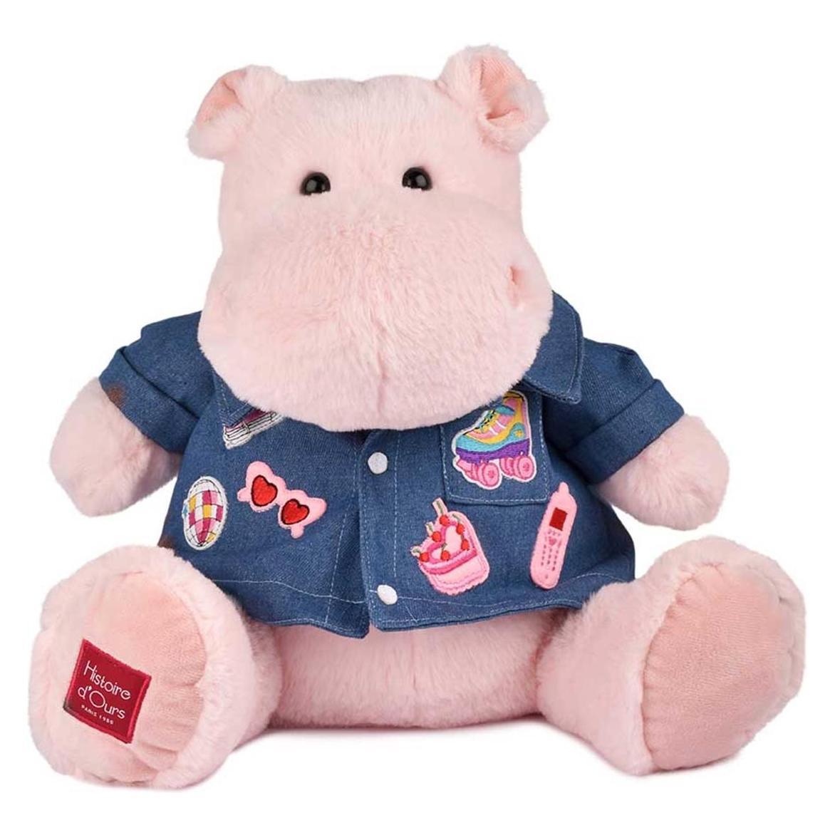Doudou et Compagnie Hippo, rosa mit Jeansjacke 38cm (38 cm) (HO3376)