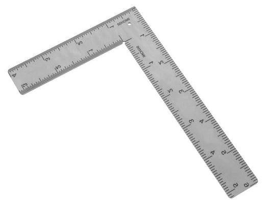 Haakse Liniaal Winkelhaak Meetgereedschap voor Timmerwerk met Dubbelzijdige Schaalverdeling - Zilver - 15 x 10 cm