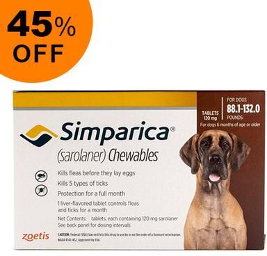 Profender Simparica Chewables For Dogs Above 88 Lbs (Brown) 6 Pack