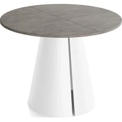 ESSTISCH Lamio runder ausziehbarer, Beton-Optik Dunkelgrau 120-200/120/76 cm