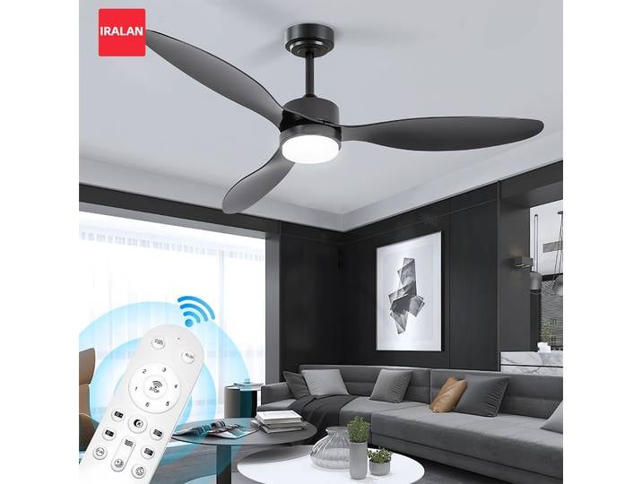 Ventilateur de plafond IRALAN, 42/52 pouces, avec lampe, grand ventilateur à trois pales, télécommande intelligente, application, variateur d'intensité, minuterie, ventilateur de plafond avec