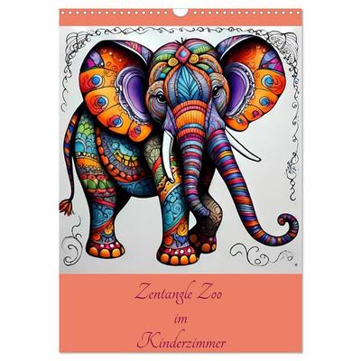 Zentangle Zoo im Kinderzimmer (Wandkalender 2027 DIN A3 hoch), CALVENDO Monatskalender