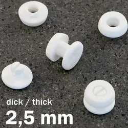 100 Druckösen aus Kunststoff, dicke Ausführung, 2,5 mm, weiß, PP