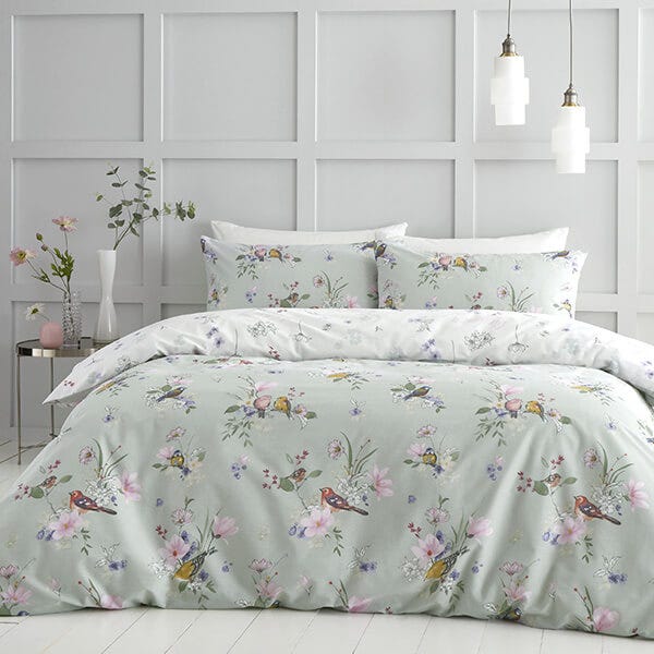 Catherine Lansfield Songbird Duvet Set Sage