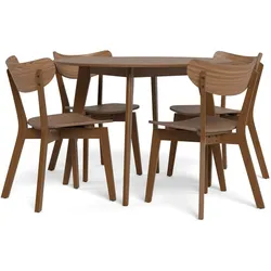Actona »Roxby« Essgruppe rund 5-teilig Walnuss Furnier Ø 105x76 cm / Walnuss Furnier
