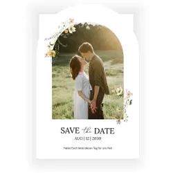 Save The Date Karte: Der schönste Tag mit Foto in Weiß