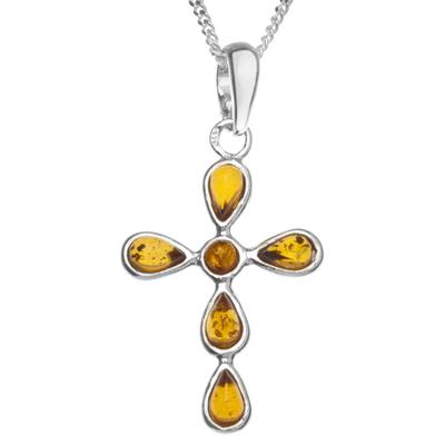 Kette mit Anhänger OSTSEE-SCHMUCK "Ostsee-Schmuck Kette mit Anhänger Kreuz Kette mit Anhänger Kreuz" Gr. 50, silber, Halsketten, Damen, 50cm, Silber 925 (Sterlingsilber), L: 42