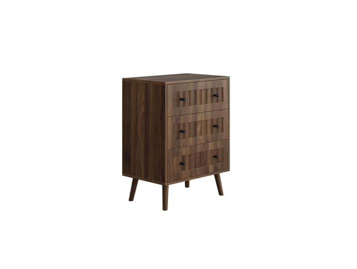 Commode Noyer 60x40x79cm 3 Tiroirs En Bois Multifonction Coiffeuse meuble Rangement Adapté Chambre salon Et Couloir Domestique