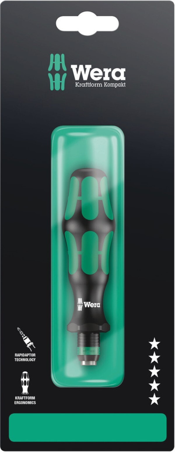 Wera Bits-handstuk 816 R SB met Rapidaptor snelwisselopname, zwart/groen