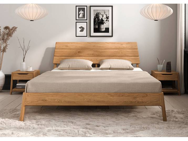 Bett Eiche massiv mit Holzkopfteil Trondheim 160x200