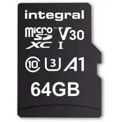Integral INMSDX64G-100V30 (64 GB, microSDXC, U3, UHS-I), Speicherkarte, Schwarz