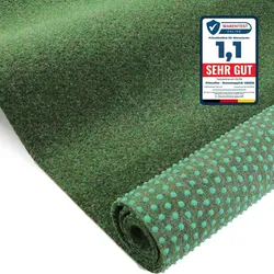 Rasenteppich GREEN | Grün | 1,33m x 2,00m | Meterware Outdoor-Bodenbelag mit Noppen | wetterfest