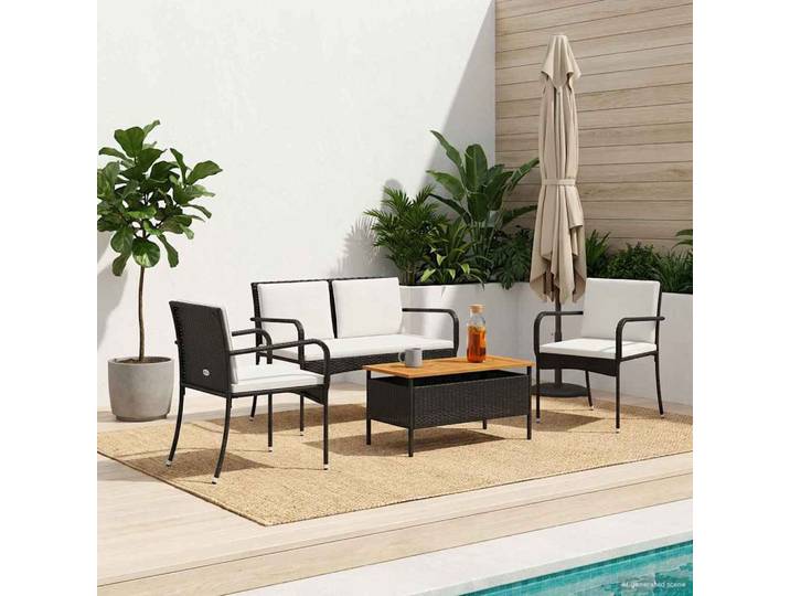 vidaXL Garten Set Schwarz Poly-Rattan