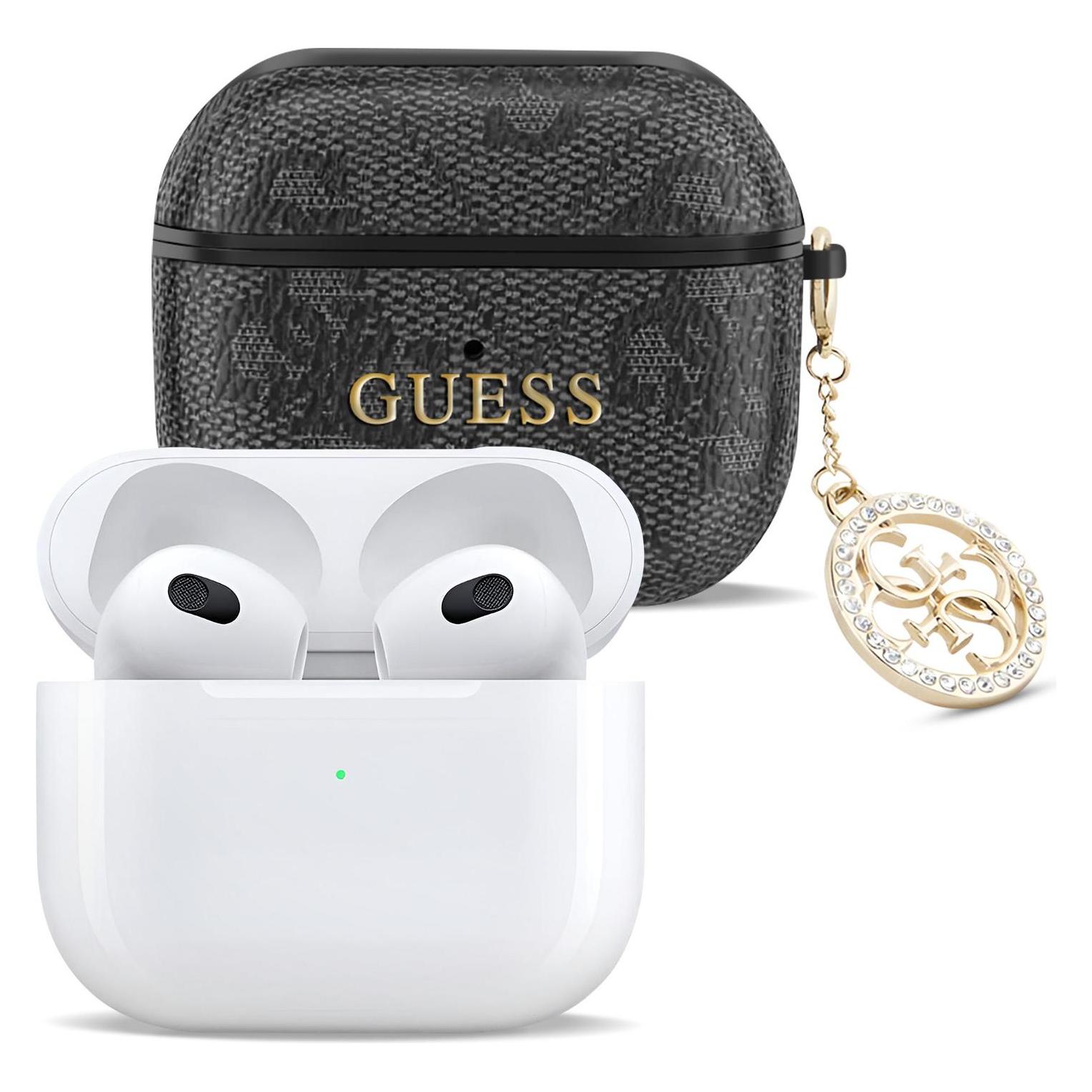 Guess Cover für Airpods 3 4G Script mit glitzerndem Charm mit Strassverzierung (Kopfhörer Hülle) (3666339190811)