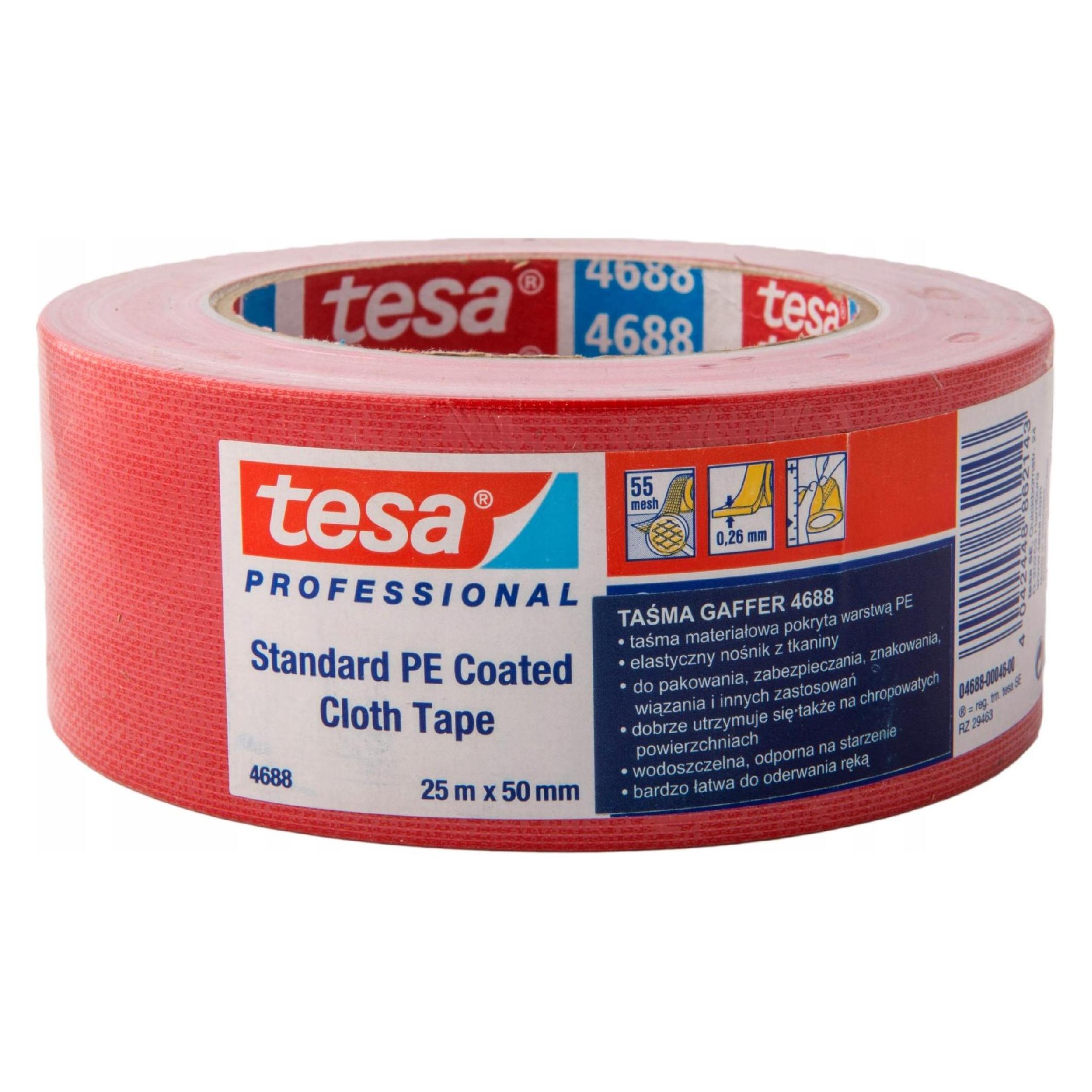 tesa 4688 rot 1pièce (S) Klebeband für Büro - Klebeband für Büro (rot) (50 mm) (04688 50MM X 25 M RED)