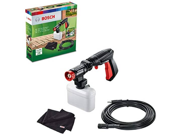 Bosch drukreinigerreinigingsset 360 (met 360° hogedrukpistool, spuitlans voor reinigingsmiddel en verlengslang, in kartonnen doos)