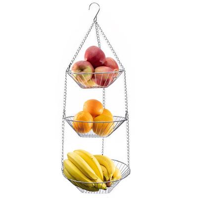 Intirilife Küchenampel Hängekorb für Obst und Gemüse - 22.5 / 25.5 / 28 x 73 cm - 3 Stockwerke, Obstkorb zum Aufhängen, 3 Etagen