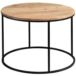Naturholz Couchtisch, stabile Konstruktion, runde Ablage, 50 kg Belastbarkeit. 60x60x43 cm | Kadima Design