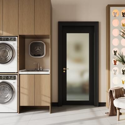 Lirago 1-Lite Frosted Glass Interior Door for Pantry, Laundry, Closet, kitchen, Bypass, Pocket Slab Door w/o Hardware