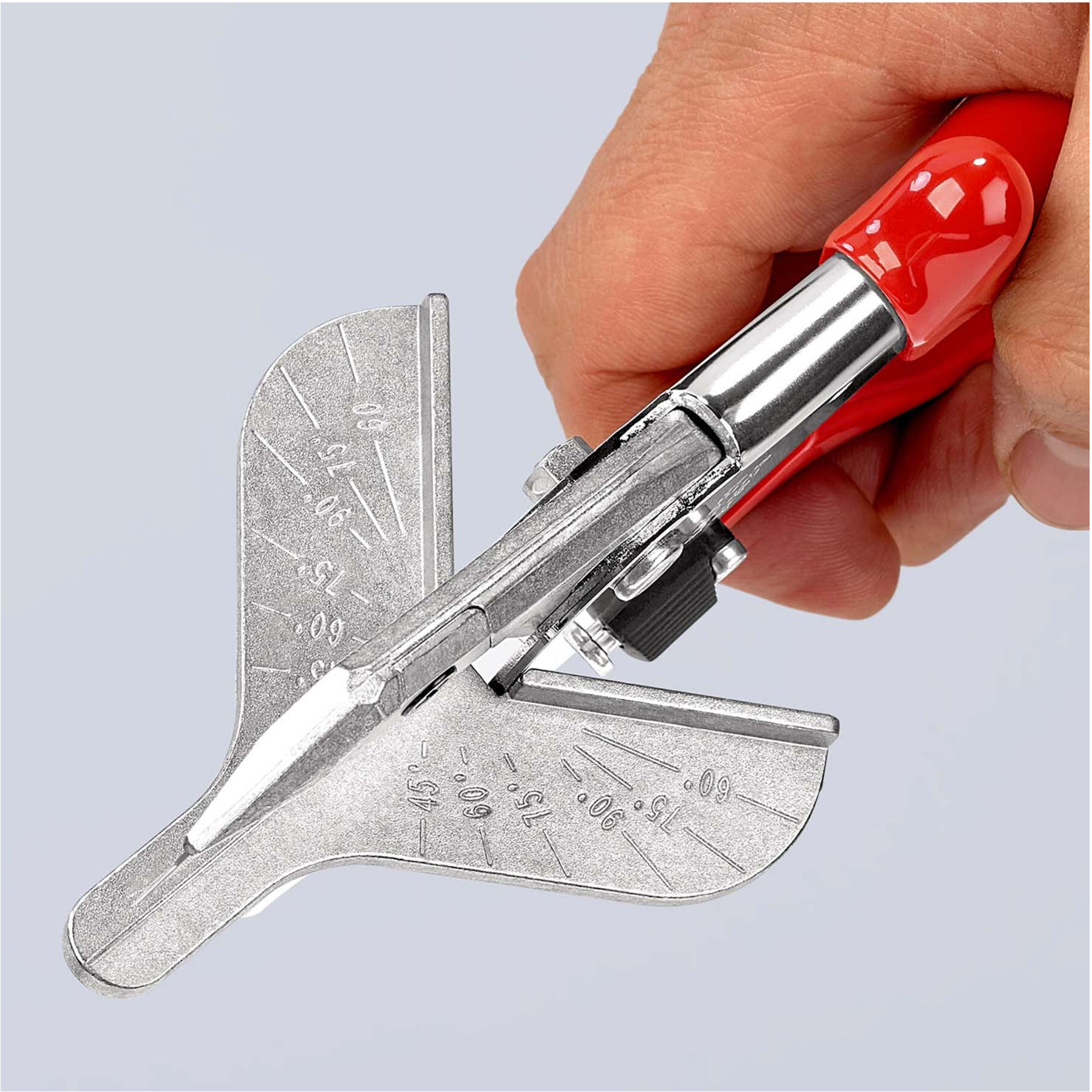 Knipex 94 35 215 Gehrungsschere für Kunststoff- und Gummiprofile mit Anschlagwinkel verchromt L215mm)
