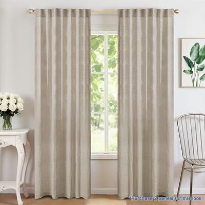 Awesome Home 100% Linen Room Darkening Back Tab Single Panel