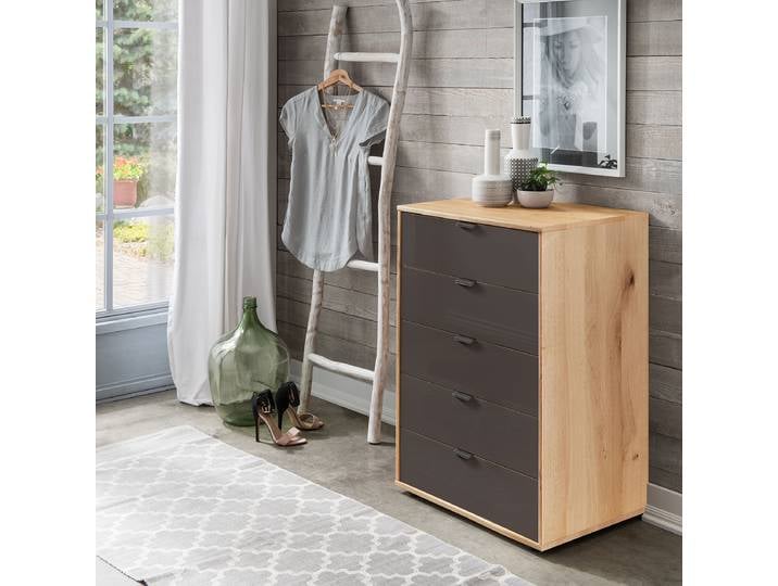 Kommode mit 5 Schubladen 60cm Braun/Mokka Eiche