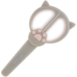 Legami Kinderschere Meow, 13cm, für Rechts- und Linkshänder, grau/rosa