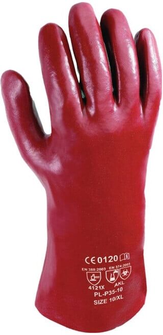 Gant protection chimique Pirat T. 10,5 rouge marron EN 388, EN 374 cat. III AT ; Asatex (PL-P)