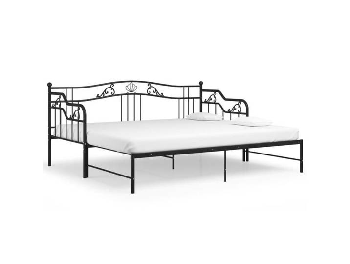 Canapé-lit extensible OVONNI - Noir Métal - 2 places - 90x200cm