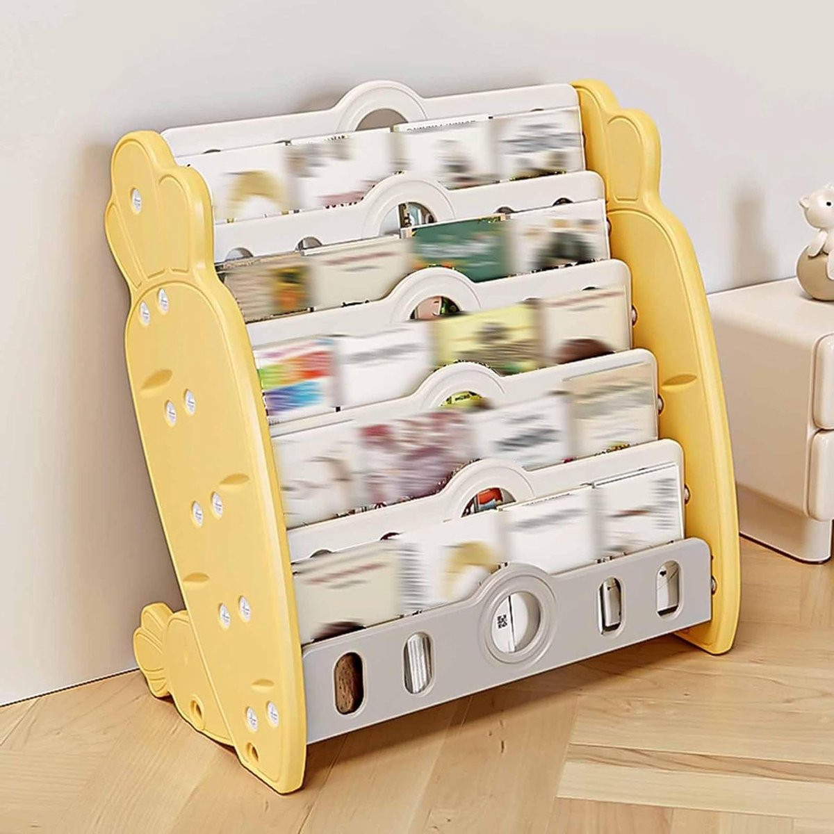 Geel Kinder Boekenkast Organizer met 5 Laags