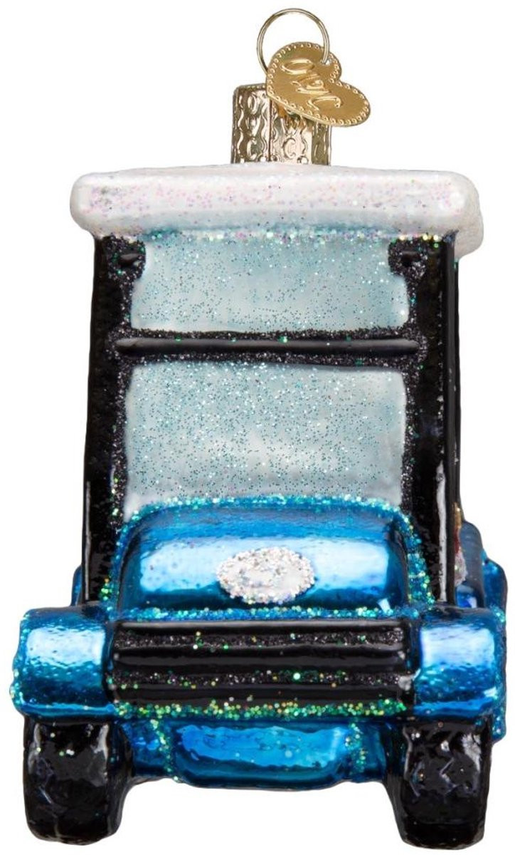 Old World Christmas Glazen Kerstbal Kerstman in Golfkar – 9,5 cm