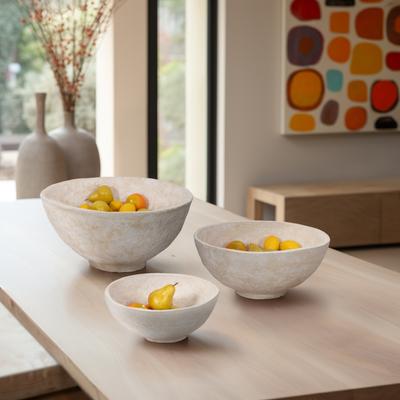 Sagebrook Home Pottery Paper Mache Bowls Handcrafted Unique Texture (Set of 3)