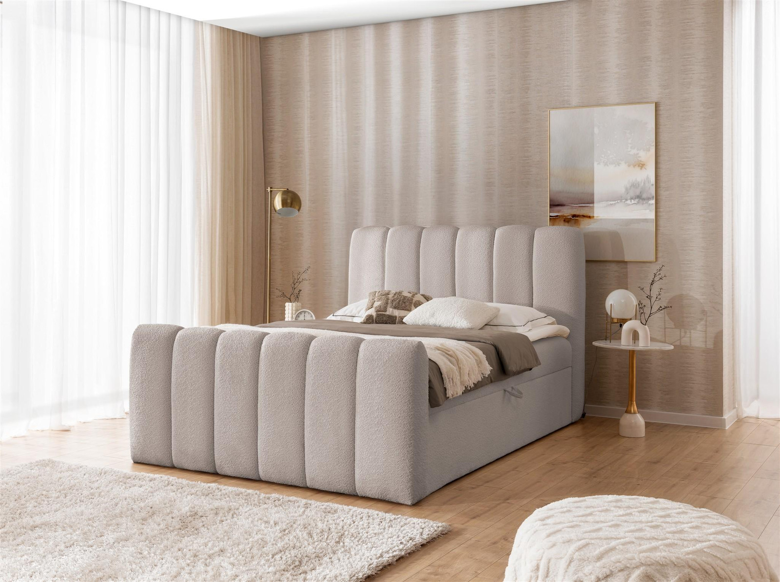 Fun-Möbel Boxspringbed DENIS, lichtgrijs, 140 x 200 cm