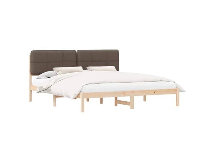 PUGYNBK Bettgestell mit gepolstertem Kopfteil Taupé 180 x 200 cm Massives Kiefernholz, abnehmbares gepolstertes Kopfteil, Plattform-Design mit Lamellen, einfache Installation