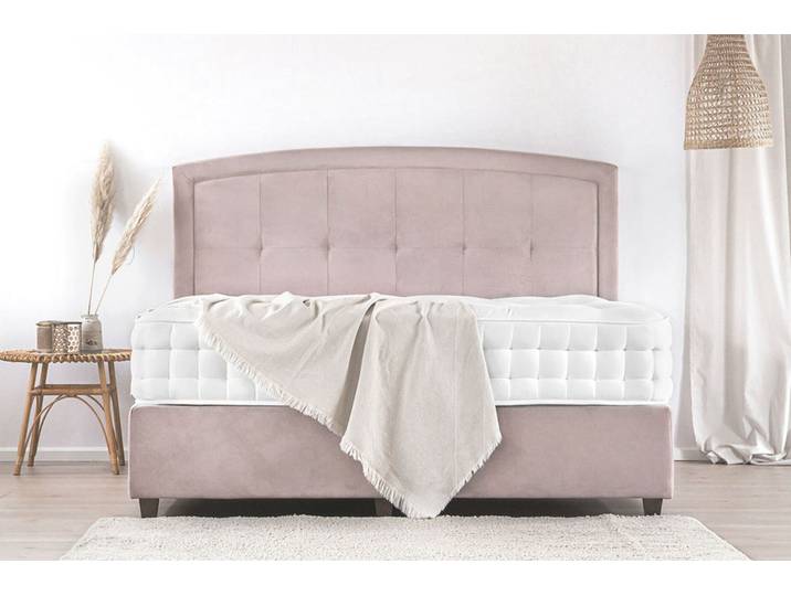 Boxspringbett MILANA 220x200 cm - verschiedene Farben und Bezüge verfügbar - mit Matratze - mit gestepptem Kopfteil in Rahmenoptik