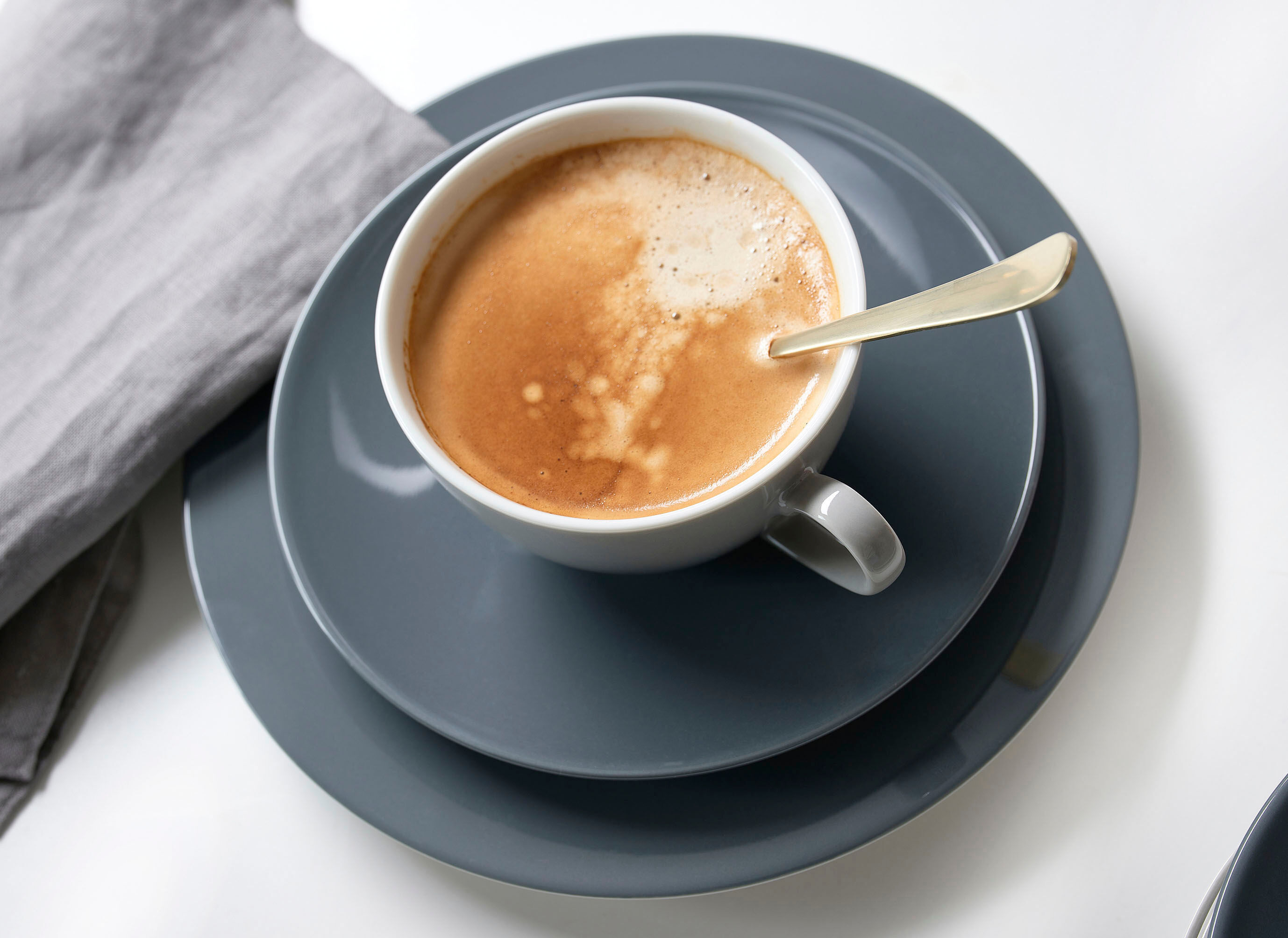 Kaffeeservice RITZENHOFF & BREKER "Doppio", grau (anthrazit), 12 Stk., Porzellan, Geschirr-Sets, Kaffeeservice, Geschirr-Set anthrazit 12 Stk.