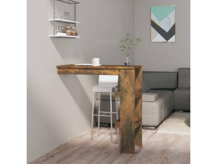 HEFZGDB Wand-Bartisch Räuchereiche 102x45x103,5 cm Holzwerkstoff mit 2 Staufächern – Moderner Stehtisch für Barzubehör, Stabile Konstruktion und Pflegeleicht