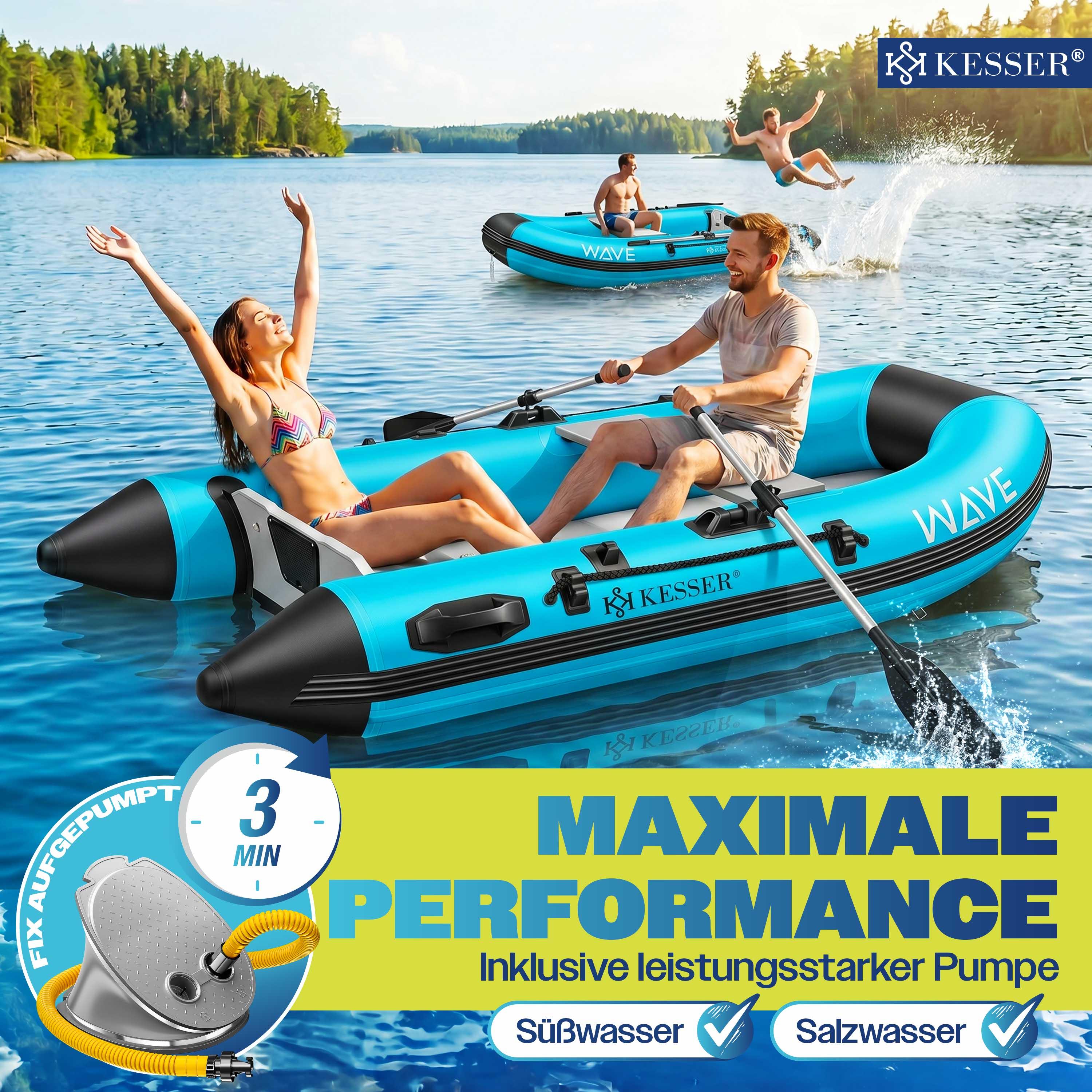 KESSER Schlauchboot für 2 Personen, motorisierbar, aufblasbares Paddelboot
