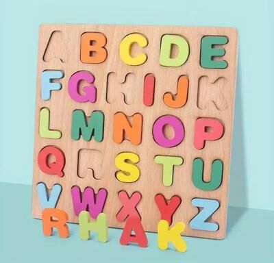 Inspire Curations Colorful Alphabet Number Puzzle Board Wooden Alphabet & Number Matching Game For Preschool Kids letters