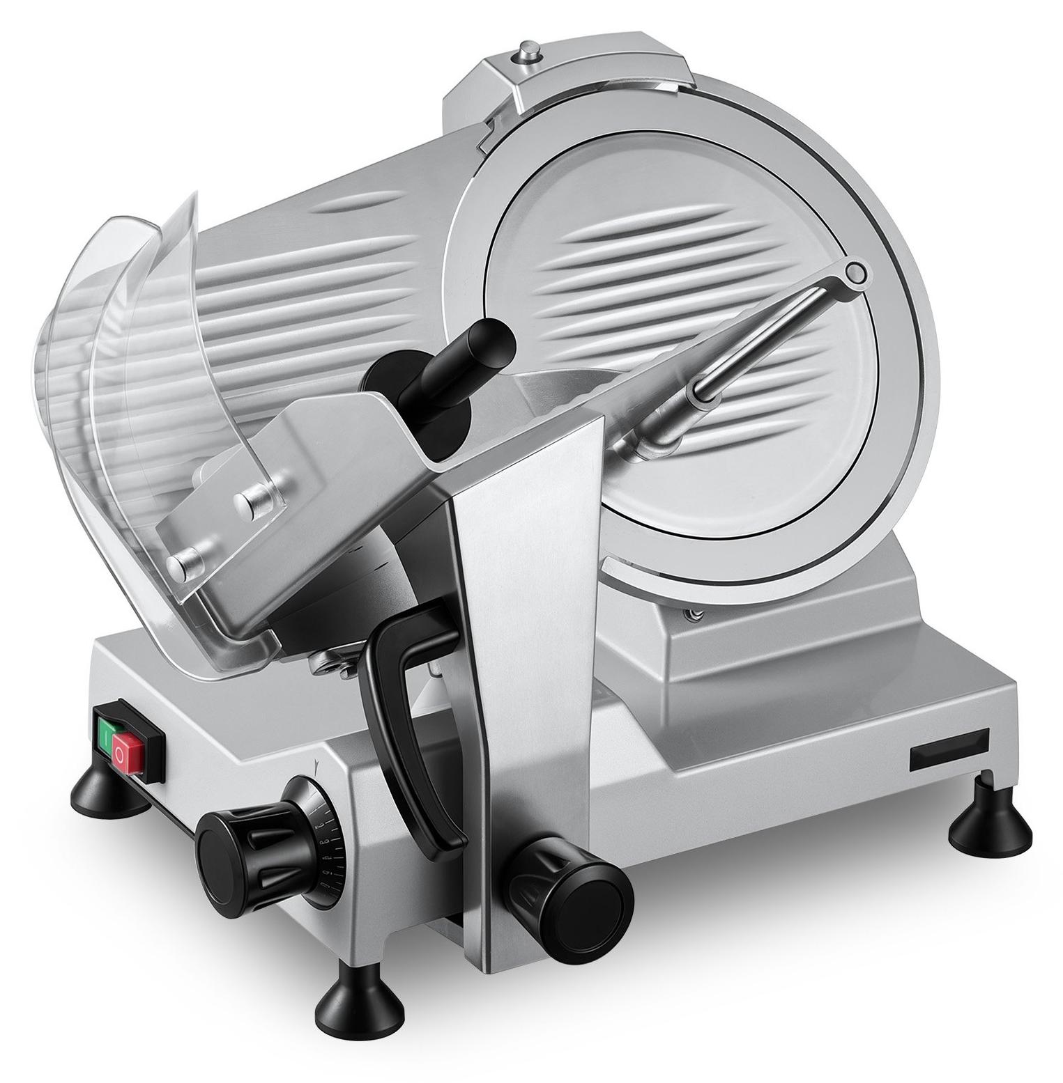 Elektrische Aufschnittmaschine - Allesschneider Fleischschneidemaschine - Klinge 30 cm - Leistung 320 W - Integrierter Schärfer - Schnittstärke 0-15 mm - Für Gefrorenes Fleisch