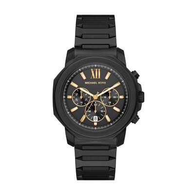 Chronograph MICHAEL KORS "PRESCOTT", schwarz (schwarz, goldfarben), Armbanduhren, Herren, Chronograph, Quarzuhr, Armbanduhr, Herrenuhr, Edelstahlarmband, analog, Tag