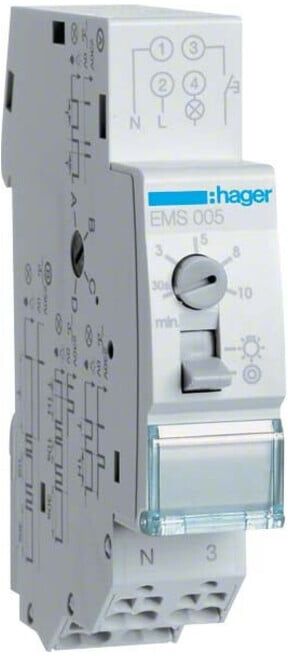Hager Treppenlichtzeitschalter Multifunktion EMS005)