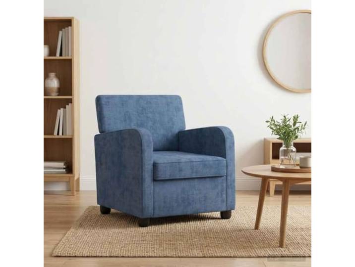 Sessel Blau Chenille mit Armlehnen und Metallrahmen Einzelsessel,100 % Polyester,Chenille-Stoff,Holzwerkstoff-Gestell,Lesen,Entspannen