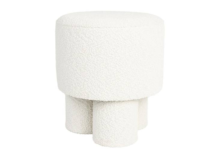 Beistellhocker Marcos – aus Bouclé - Weiß - Luxusbetten24
