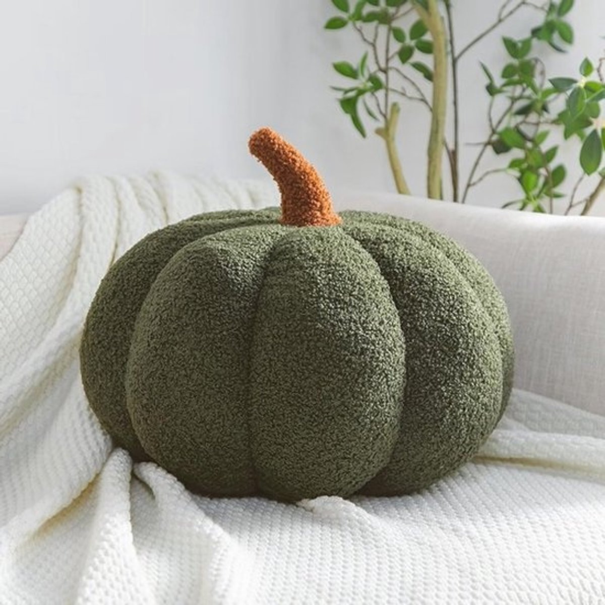 Merkloos Pompoen Sierkussen voor Decoratie - Polyester