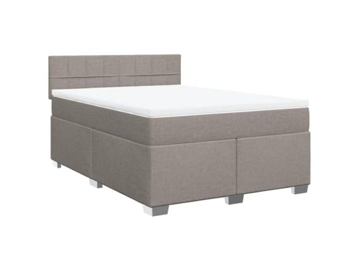 PUGYNBK Boxspringbett, 160 x 200 cm, Taupe Polyestergewebe, Taschenfedern, Kopfteil, Lattenrost