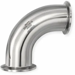 Clampbogen 90  beidseitige Clamp-Kupplung nach DIN 32676  Edelstahl 1.4404 - DN65 x 91 mm