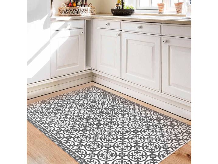 Vinylteppich Geometrische Fliesen Kreise 120 x 180cm Grau/Grau